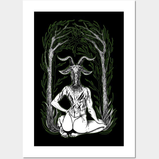 The Witching Hour Pagan Gothic Ritual Marijuana Green Wall Art by btcillustration